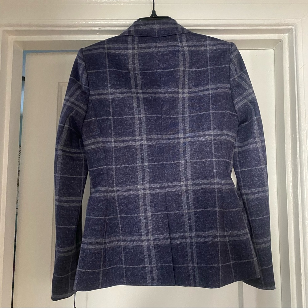 NWT Tommy Hilfiger lined plaid blue blazer suit jacket 0 - Picture 2 of 15